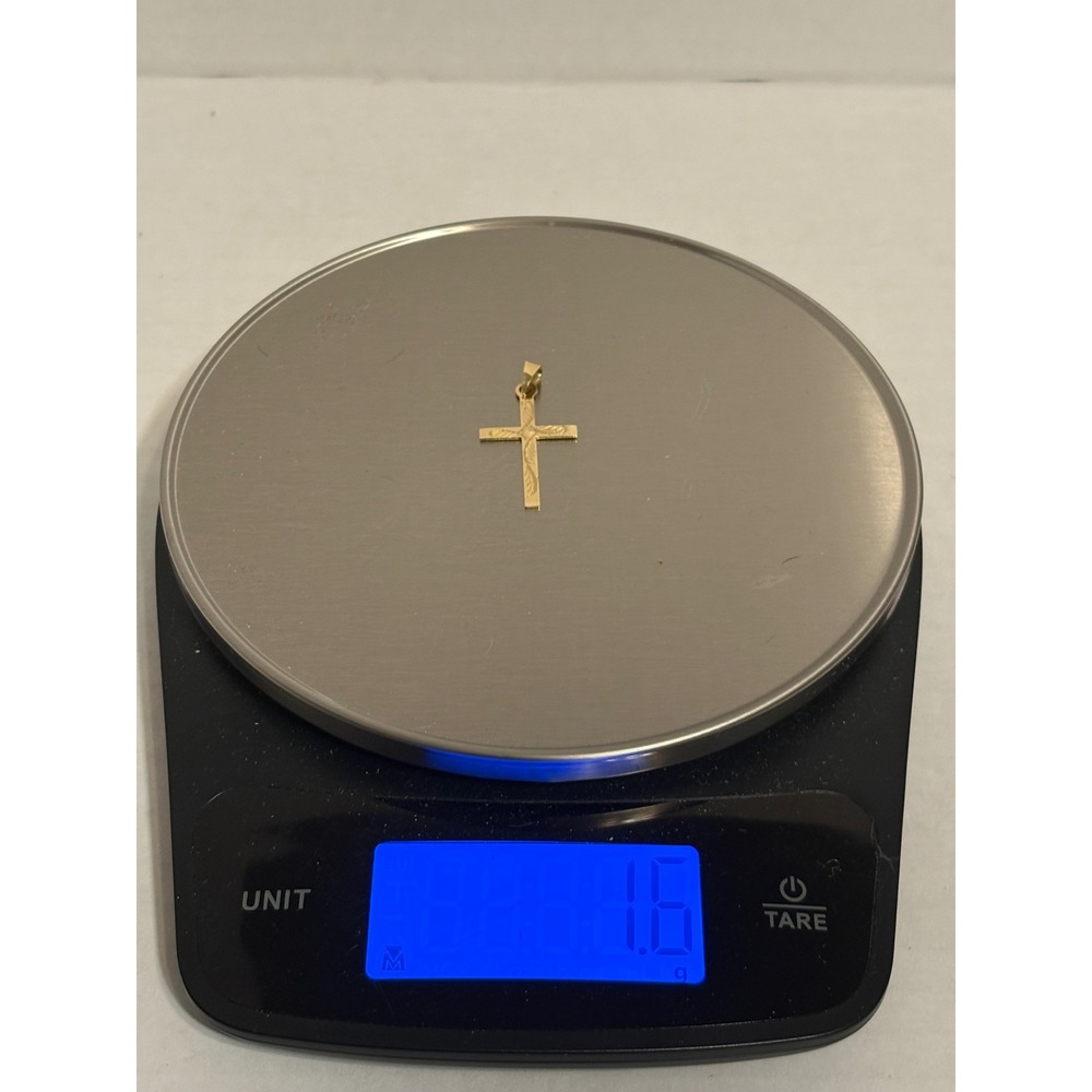 Milor Italy 14K Yellow Gold Diamond Cut Cross Pendant Charm 1.6g - Picture 7 of 7